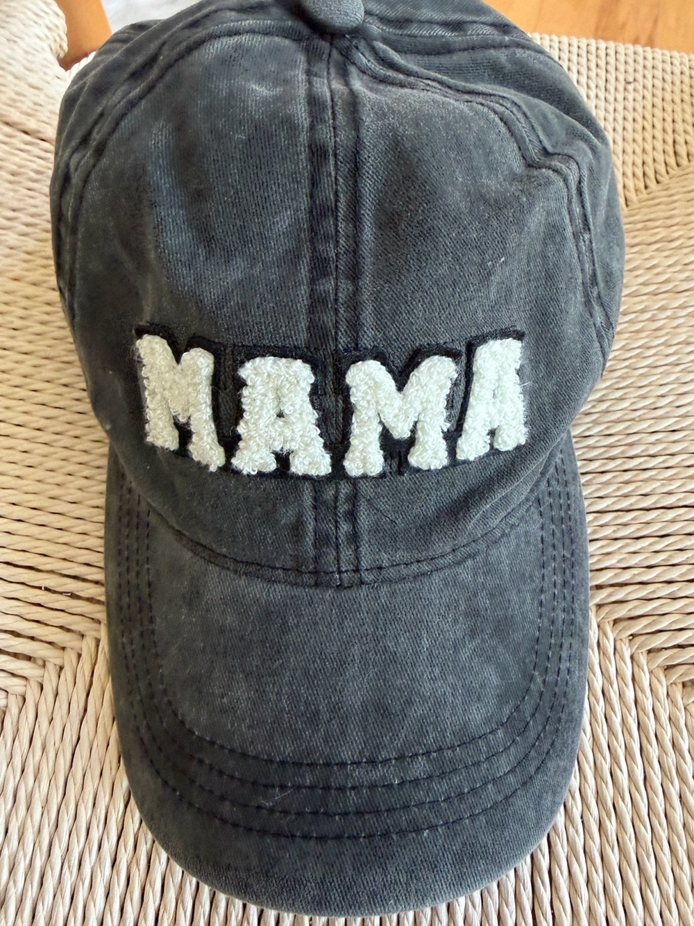 M A M A. David and Young Black Cotton Cap with White Logo
